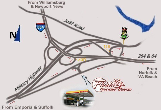 Map to Frank's Trucking Center